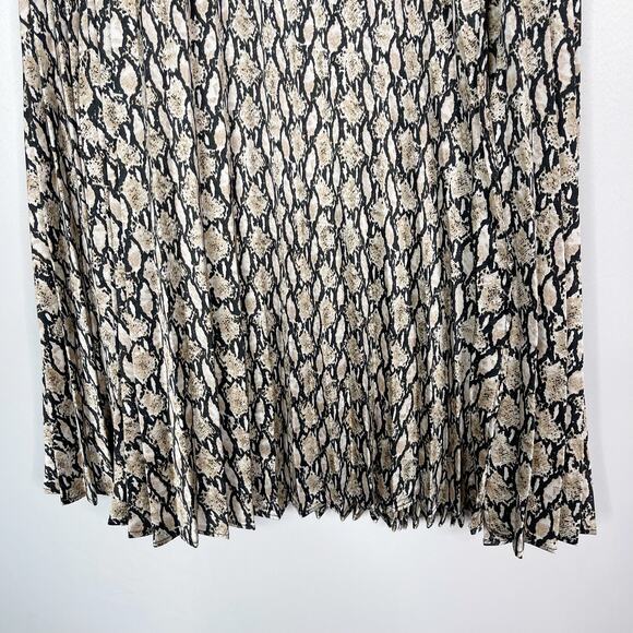 All In Favor Womens S Snake Print Pleated Midi Skirt Black Cream Animal Print - Picture 4 of 8